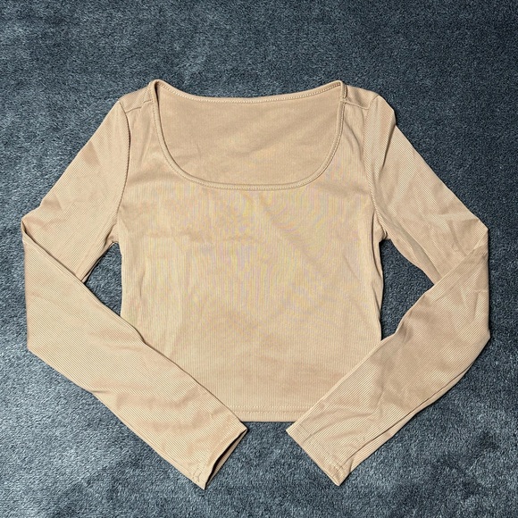 SHEIN Tops - NEW SHEIN Beige Long Sleeve Bodysuit